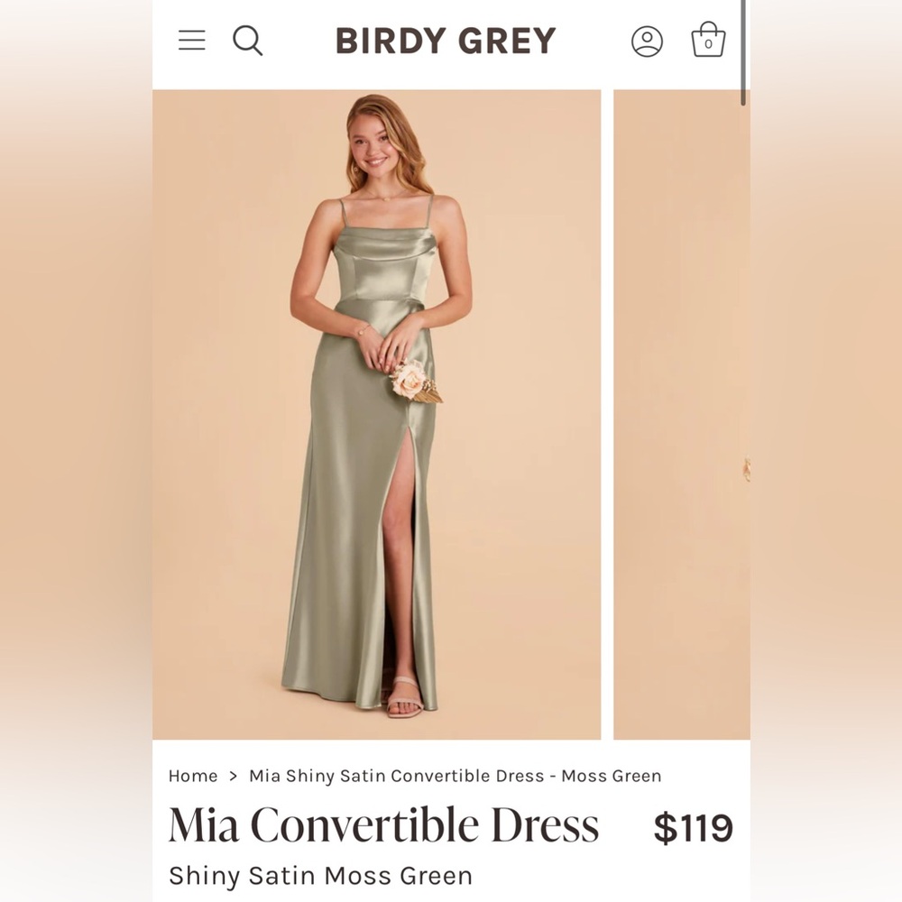 Birdy Grey Gray Green Slit Gown Spaghetti Strap